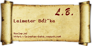 Leimeter Béke névjegykártya